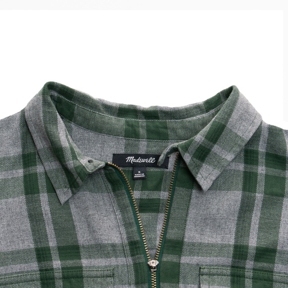 Madewell Wmn's Plaid Flannel Half Zip Top Size S - Picture 3 of 3